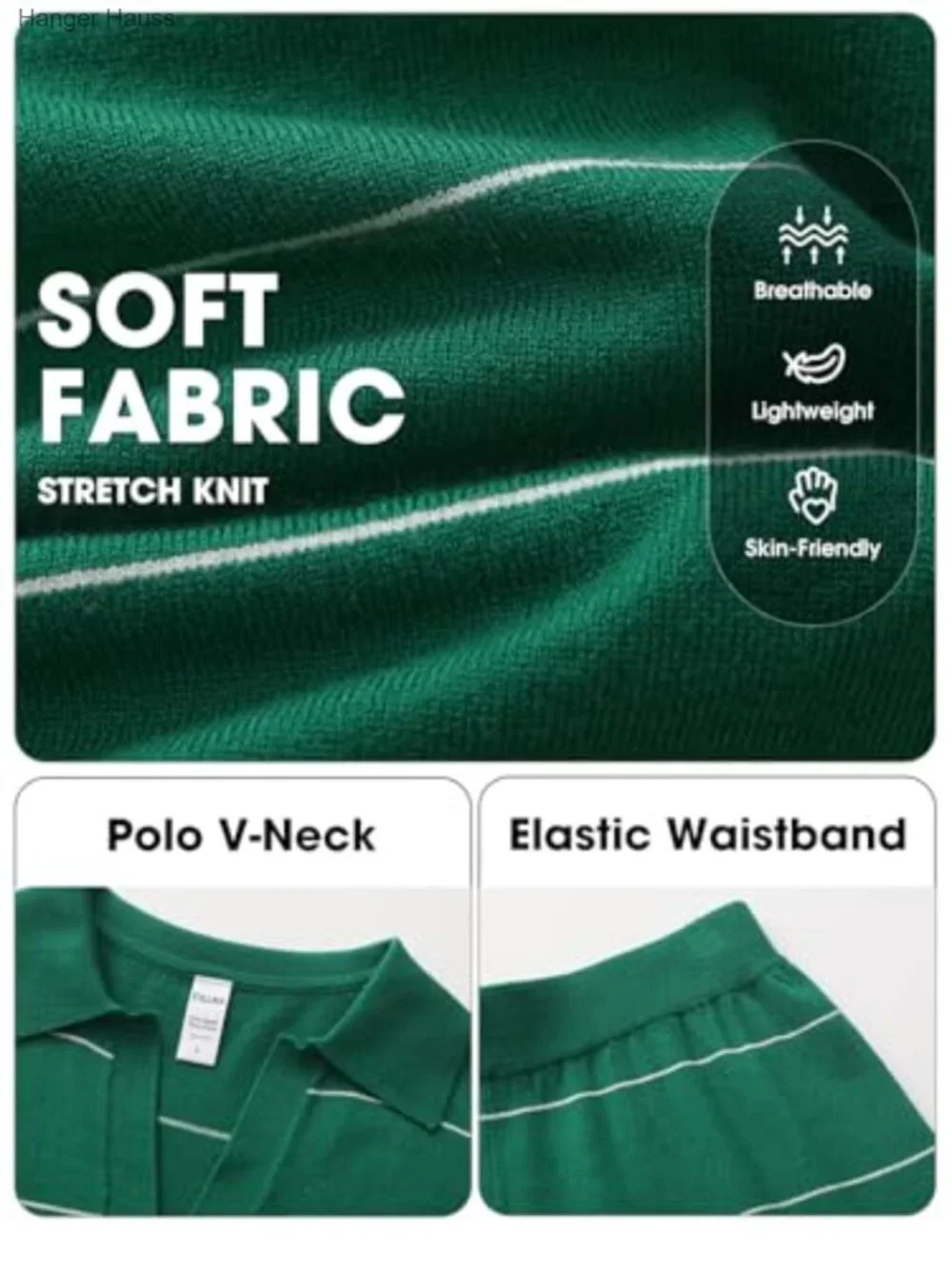 2 Pc Matching Knit Polo Top & Shorts Loungewear Set